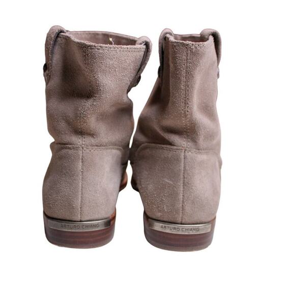 Arturo Chiang Tan Brown Suede Ankle Boots Minimalist Boho Classic - Picture 4 of 6